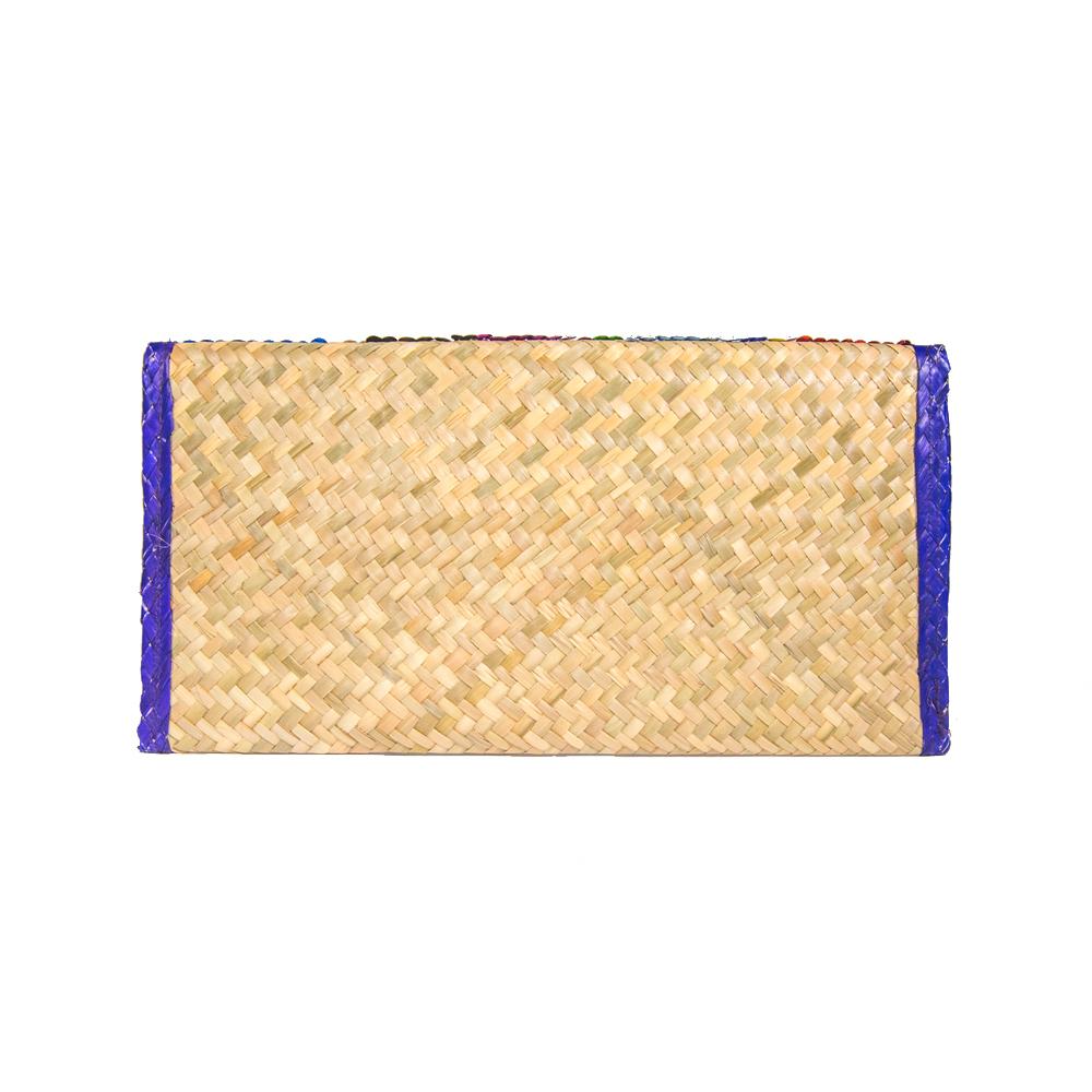 Eco-friendly Clutch Bag with Sequin Stripes, Purple Trim