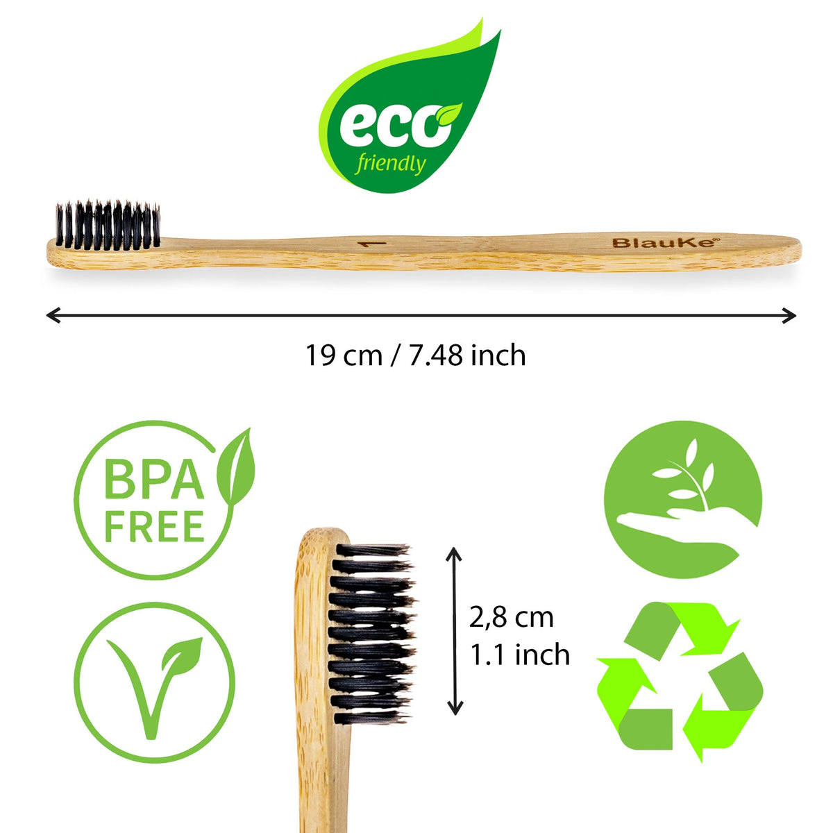 Bamboo Toothbrush Set 5-Pack - Bamboo Toothbrushes Medium Bristles