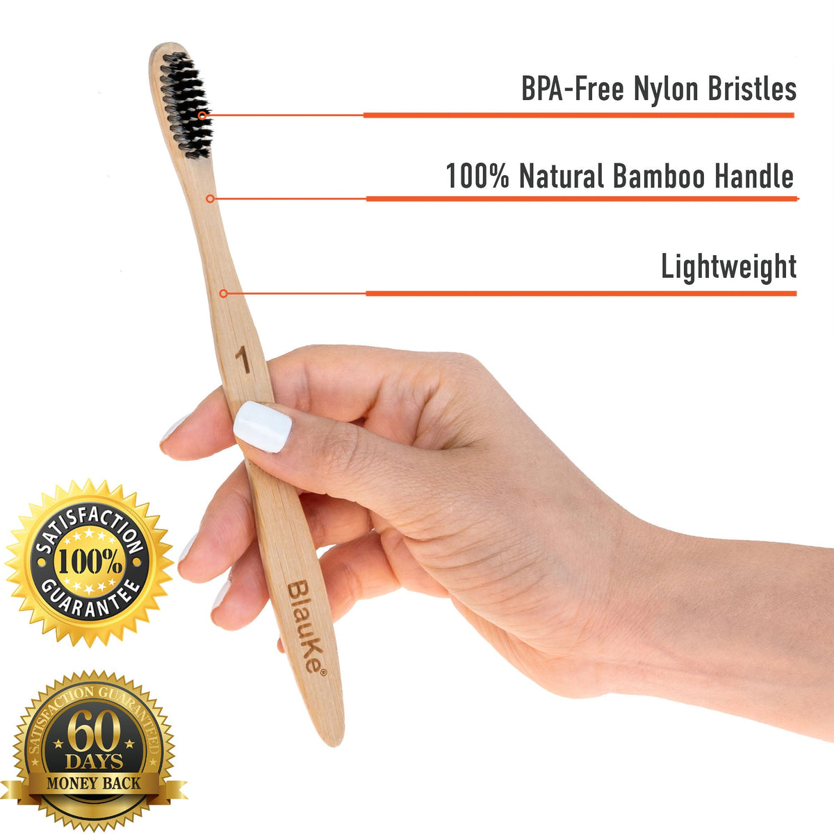 Bamboo Toothbrush Set 5-Pack - Bamboo Toothbrushes Medium Bristles