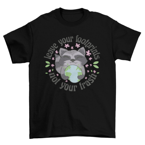 Raccoon with planet Earth T-shirt